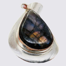 Load image into Gallery viewer, Labradorite Sterling Silver Goddess Pendant | 2" Long| Purple Orange flash | 1 |