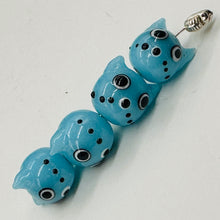 Load image into Gallery viewer, Kitty Cat Ceramic Round Beads | 15mm | Baby Blue | 4 Beads |
