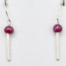 Load image into Gallery viewer, Natural Precious Gemstone Ruby Sterling Silver Earrings | 1 3/8 Inch Long |
