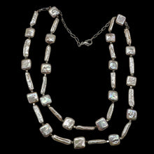 Load image into Gallery viewer, Pearl Gentle Peach Sterling Silver Double Strand Necklace | 18" | Peach White |