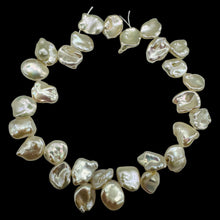 Load image into Gallery viewer, Natural Keshi Freshwater Pearl Half Strand Creamy White 26 Rose Petal Pearls