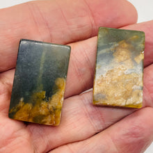 Load image into Gallery viewer, Jade Flowering Flat Rectangle Beads| 31x20x6mm | Pinkish brown green | 2 Beads|