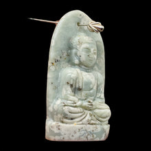 Load image into Gallery viewer, Harmony Stone Jade Buddha Pendant Bead | 50x30mm | Green White | 1 Pendant Bead|