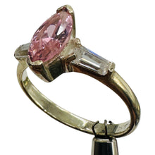 Load image into Gallery viewer, Pink Zirconia Promise Ring Sterling Silver White Side Stones Size 6