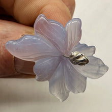 Load image into Gallery viewer, Chalcedony 28ct Hand Carved Flower Pendant Bead | 36x24x5mm | Blue | 1 Flower |