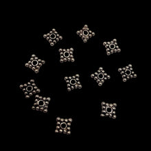 Load image into Gallery viewer, Square 12-Beaded Silver Bali Beads 6x6x1mm 003907