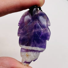 Load image into Gallery viewer, Amethyst Carved Pendant Leaf | 60x30x8mm | Purple White | 1 Bead |