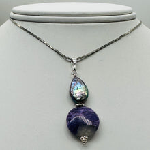 Load image into Gallery viewer, Charoite, Fresh Water Pearl Sterling Silver Pendant | Lavender | 1 3/4" Long |