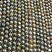 Load image into Gallery viewer, Fresh Water Pearls 16" Strand Round Pearls | 5mm | Golden Green | 1 Strand |