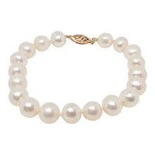 Load image into Gallery viewer, 14K Yellow Gold 8.5mm White Near Round Freshwater Pearl Bracelet 402639