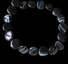 Load image into Gallery viewer, Black & White Sardonyx 14mm Coin Bead 8" Strand 10482HS