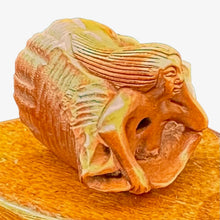 Load image into Gallery viewer, Mermaid in a Nautilus Shell Signed Netsuke Bead | 25x21x14mm | Brown