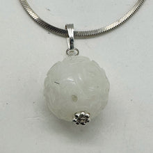 Load image into Gallery viewer, Jade Hand Carved Sterling Silver Pendant | White | 1" Long | 1 Pendant |