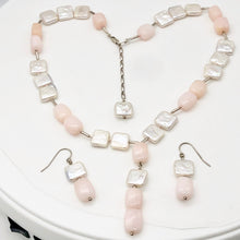 Load image into Gallery viewer, Spectacular Peruvian Pink Opal Sterling & Pearl Set 200039