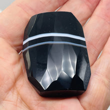 Load image into Gallery viewer, Onyx Flat Faceted Rectangular Pendant Bead | 50x48x14mm | Black White |
