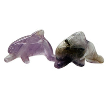Load image into Gallery viewer, Jumping! 2 Carved Amethyst Dolphin Animal Beads