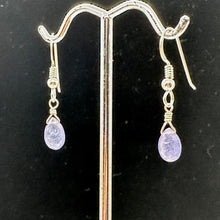 Load image into Gallery viewer, Tanzanite Sterling Silver Wire Wrap Dangle Earrings | Lavender | 1 Inch Long |