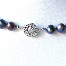 Load image into Gallery viewer, Dramatic Rainbow Peacock Freshwater Pearl Sterling Silver Necklace 20 inch 9808