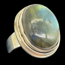 Load image into Gallery viewer, Labradorite Sterling Silver Oval Stone Ring | Size 6 | Blue Flash | 1 Ring |