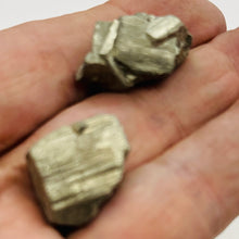 Load image into Gallery viewer, Pyrite Crystal Nugget Beads | 27x15x14mm to 24x18x11mm | Silver Gold | 2 Beads |