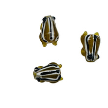 Load image into Gallery viewer, Frog Lampwork Glass Jumping Frogs Beads | 17x12x9mm | Yellow Clear | 3 Beads |