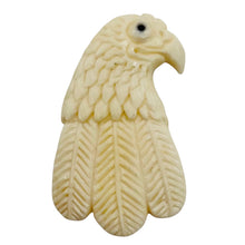 Load image into Gallery viewer, Carved Eagle Pendant Bird Bead | 37x32x4mm | White Black | 1 Bead |