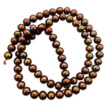 Load image into Gallery viewer, Copper Freshwater Pearl Strand 5.5mm Round 16 Inch 76 Genuine Pearl Beads