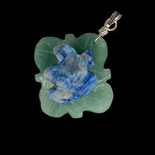Load image into Gallery viewer, Ribbit Lapis Frog On Aventurine Lily Pad Sterling Silver Pendant | 1 1/4" Long |