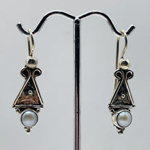 Load image into Gallery viewer, Fresh Water Pearl Sterling Silver Dangle Earrings | 1 1/2" Long | White| 1 Pair|