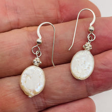 Load image into Gallery viewer, Fresh Water Pearl Oval Drop Sterling Silver Earings | 1 1/4" Long |White Silver|