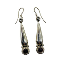 Load image into Gallery viewer, Unique Sophistication Garnet Sterling Silver Earrings | 1 3/4" Long | 1 Pair |