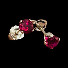 Load image into Gallery viewer, Created Ruby 925 Sterling Silver 4mm Stud Earrings July Birthstone USA