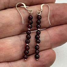 Load image into Gallery viewer, Garnet Faceted 14K Rose Gold Filled Earrings | 2 inches long |