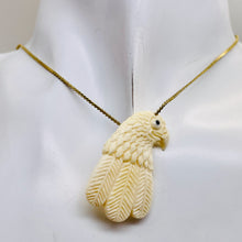 Load image into Gallery viewer, Carved Eagle Pendant Bird Bead | 37x32x4mm | White Black | 1 Bead |