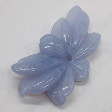 Load image into Gallery viewer, Chalcedony 12ct Hand Carved Flower Bead | 38x15x5mm | Blue | 1 Pendant Bead |
