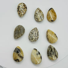 Load image into Gallery viewer, 3 Wild Cat Feldspar Carved Teardrop Twist Pendant Beads 008904