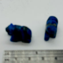 Load image into Gallery viewer, Roar! 2 Hand Carved Natural Lapis Bear Animal Beads | 13x18x7mm | Blue, white