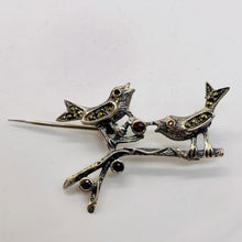 Load image into Gallery viewer, Song Birds Marcasite Sterling Silver Pin | 2" Long | Silver | 1 Sweater Pin |
