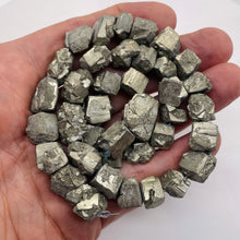Load image into Gallery viewer, Pyrite Crystals Nugget 18" Strand | 19x13 to 13x10 | Silver Gold | 38 Beads|