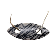 Load image into Gallery viewer, Picasso Jasper Marquis Pendant Bead | 77x32x5mm | Gray Black | 1 Bead |