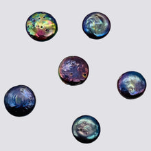 Load image into Gallery viewer, Ebony Rainbow Coin Pearls | 10-12mm | Lavender Blue Pink | 6 Pearls |