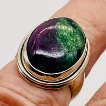 Load image into Gallery viewer, Gemstone Oval Ruby Zoisite Sterling Silver Ring| Size 7.5 | Green Red | 1 Ring |