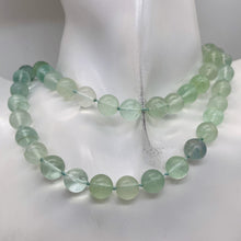 Load image into Gallery viewer, Fluorite 10mm Bead Necklace Knotted on Silk | 28" long | Green | 67 Beads |