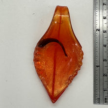 Load image into Gallery viewer, 1 Red Lampwork Silver Foil Leaf Pendant Bead 8661A