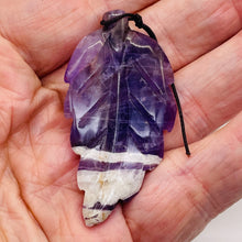 Load image into Gallery viewer, Amethyst Carved Pendant Leaf | 60x30x8mm | Purple White | 1 Bead |