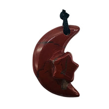 Load image into Gallery viewer, Red Brecciated Jasper Star and Moon Pendant Necklace Celestial Jewelry