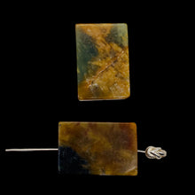 Load image into Gallery viewer, Jade Flowering Flat Rectangle Beads| 22x20x6mm | Pinkish brown green | 2 Beads|