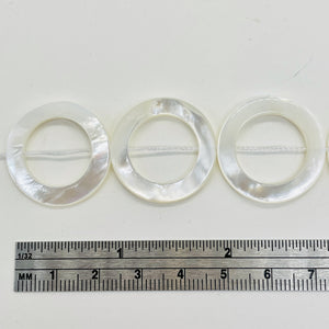 Mother of Pearl Round Carved Picture Frame Bead | 25x2mm | White | 2 Beads |