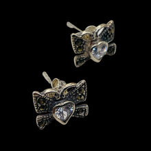 Load image into Gallery viewer, Butterfly Marcasite CZ Sterling Silver Earrings | 3/8" | Silver | 1Pair |