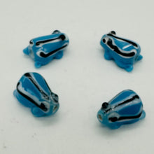 Load image into Gallery viewer, Frog Lampwork Glass Jumping Frog Beads | 17x12x9mm | Clear Blue | 4 Beads |